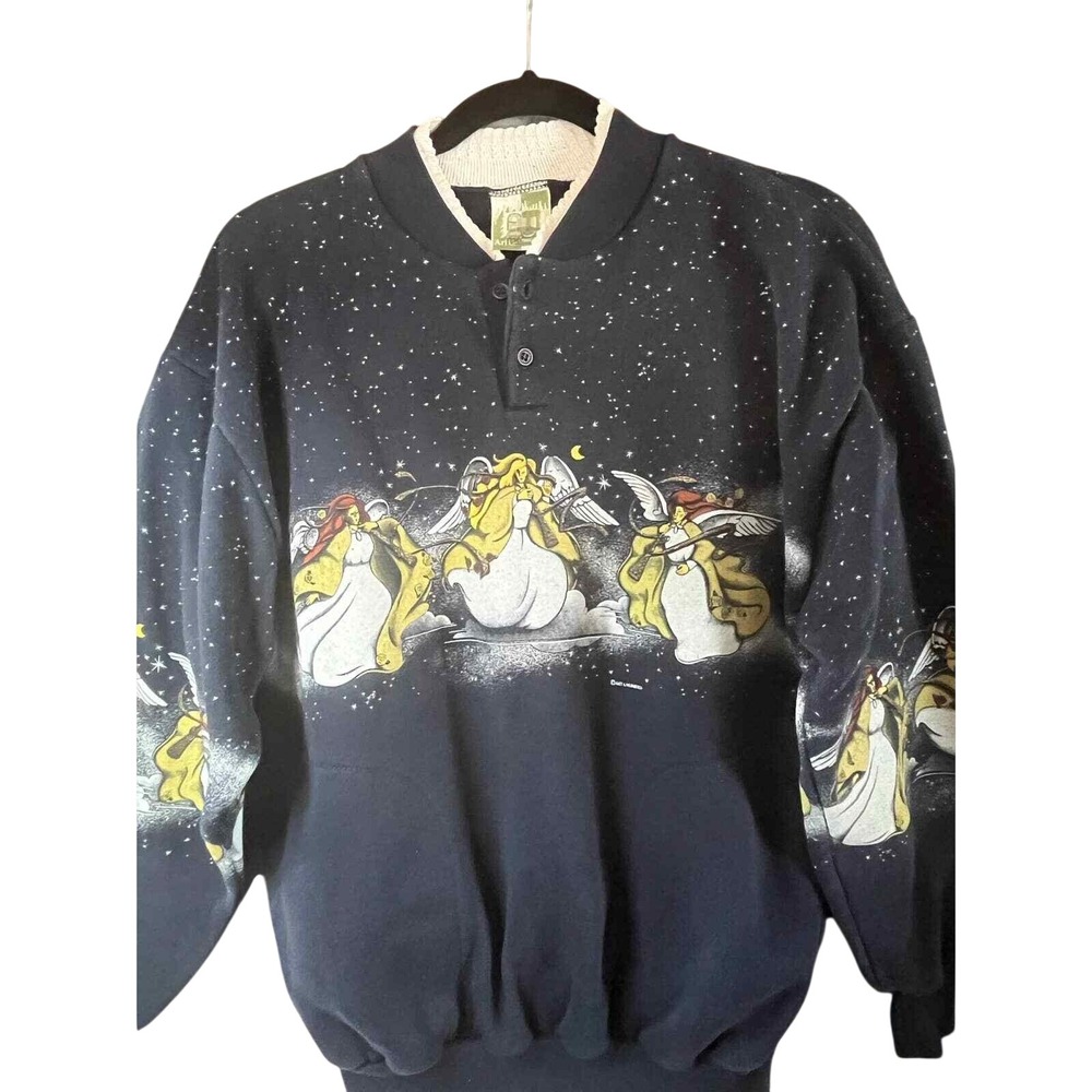 Vintage‎ Art Unlimited Angels Button Sweatshirt Top Pullover MeasureSize L/XL